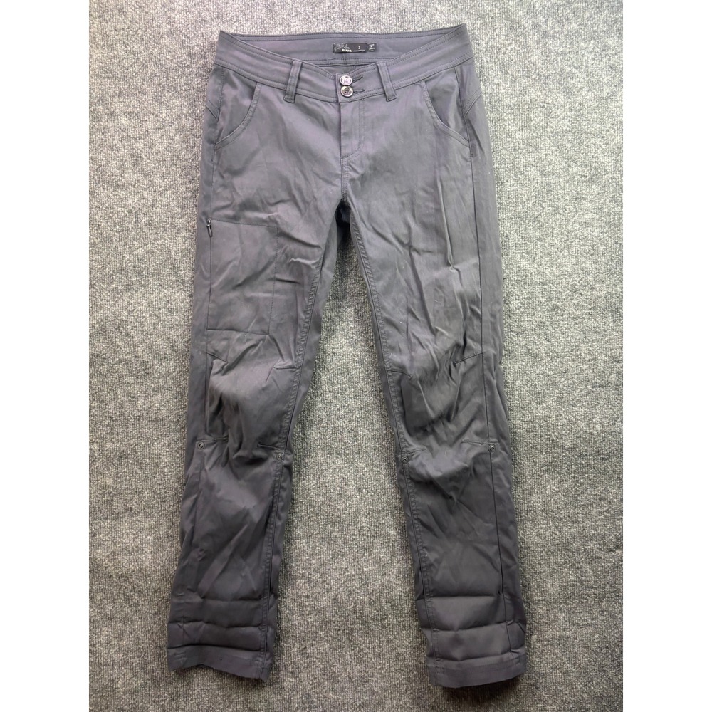 Prana Halle Hiking Pants Womens 2 Grey Stretch Zion Roll Up Outdoor Trousers